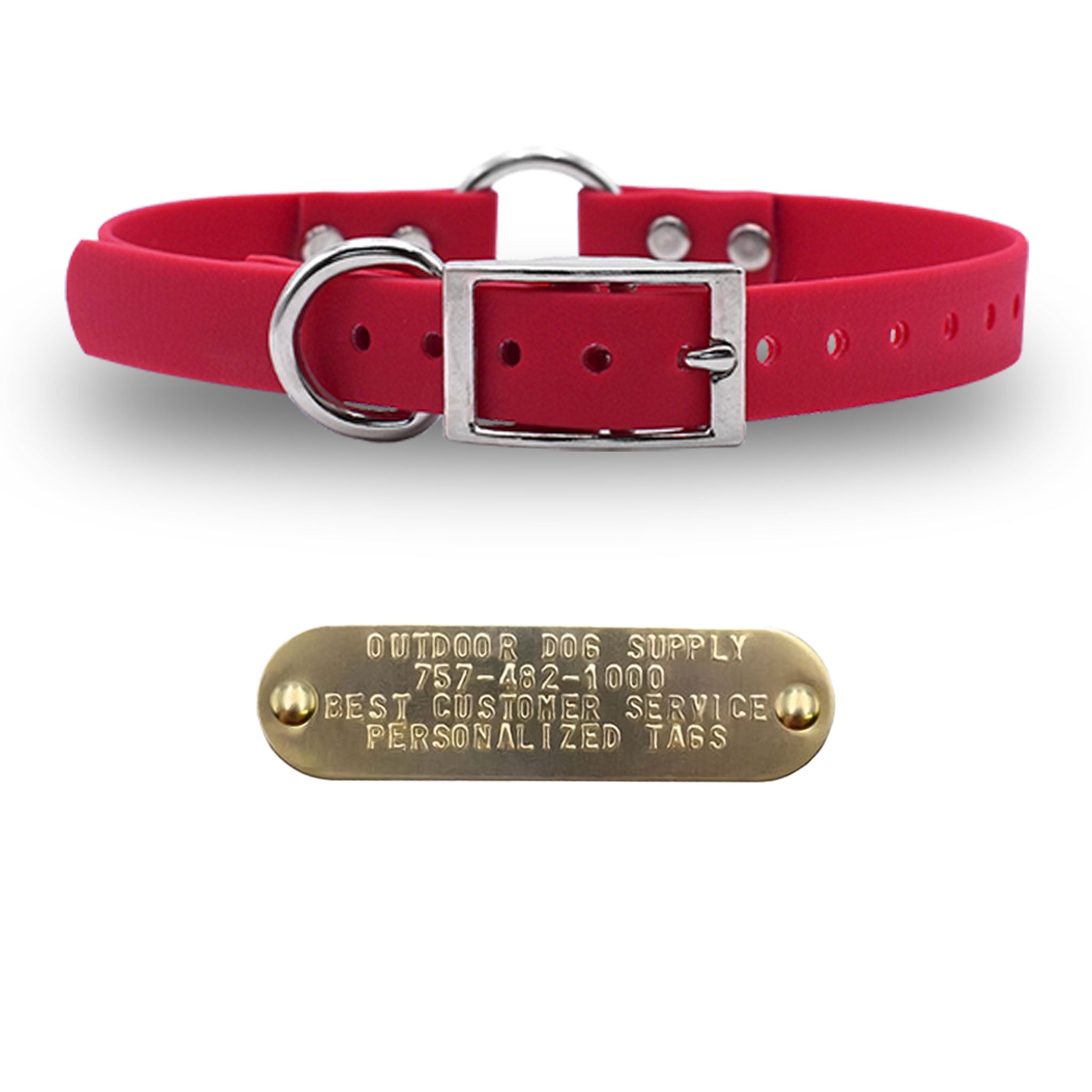 1" Tuff Skin Center Ring Dog Collar with Brass Name Plate