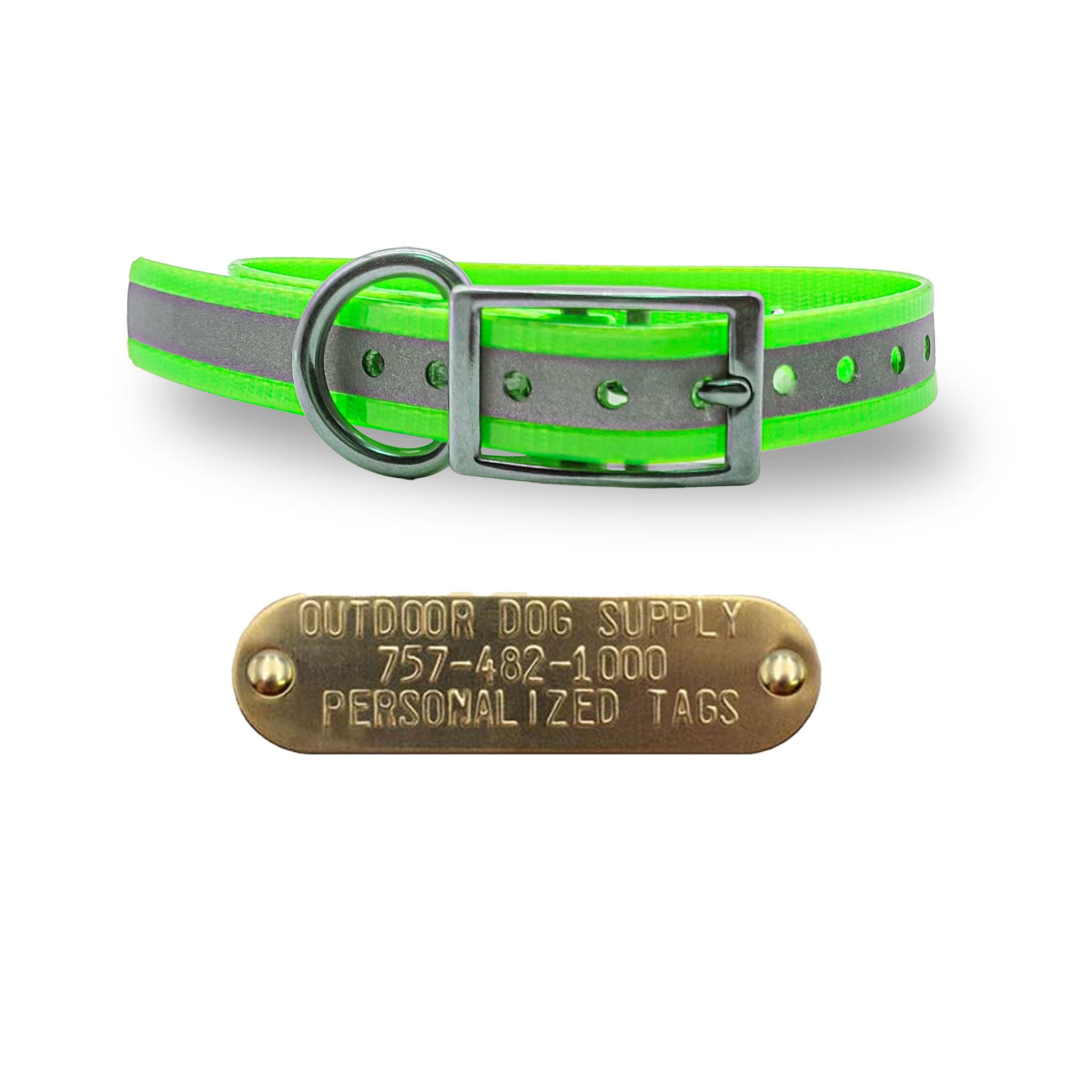 3/4" Reflective Premium Collar with Stainless Steel D ring and Buckle