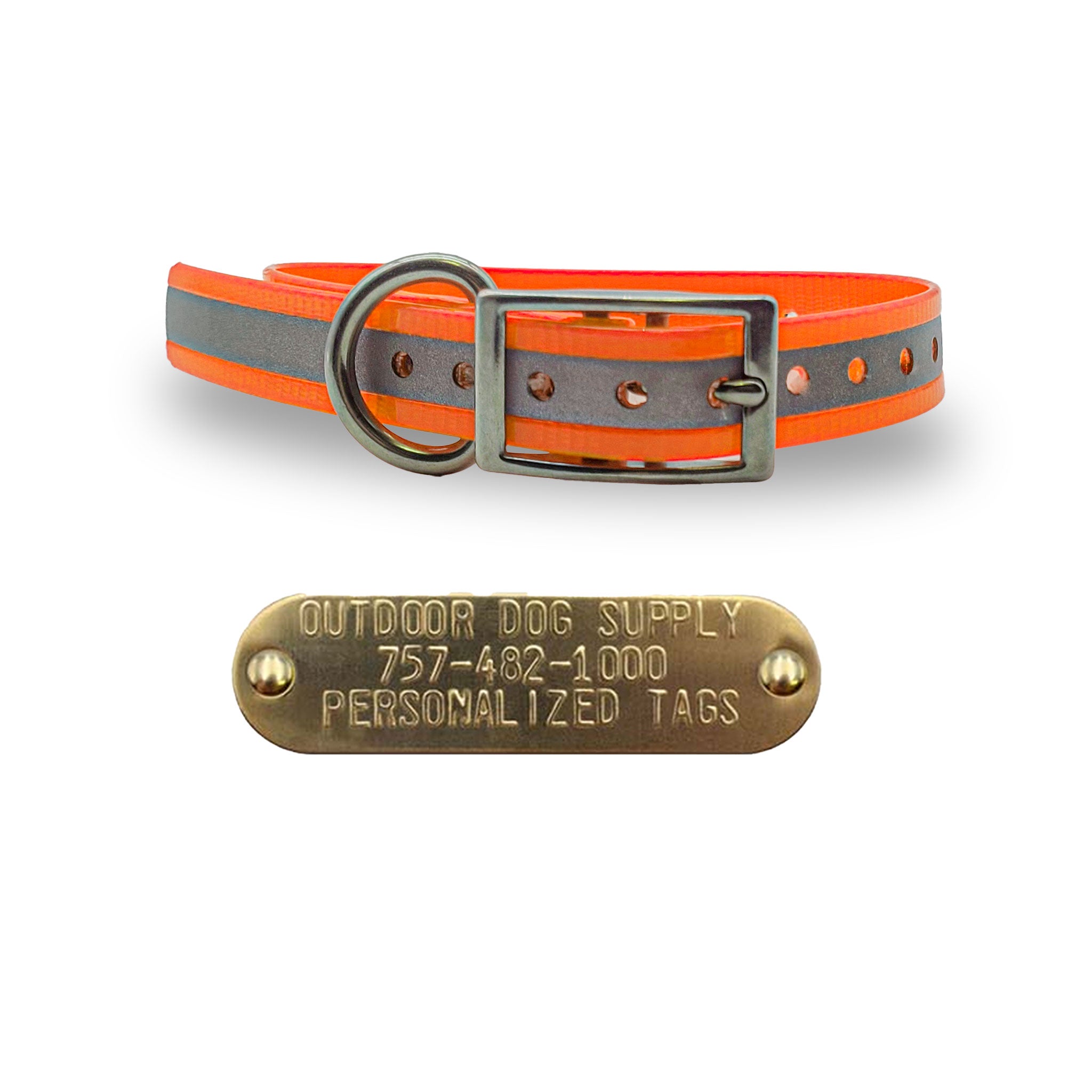 3/4" Reflective Premium Collar with Stainless Steel D ring and Buckle