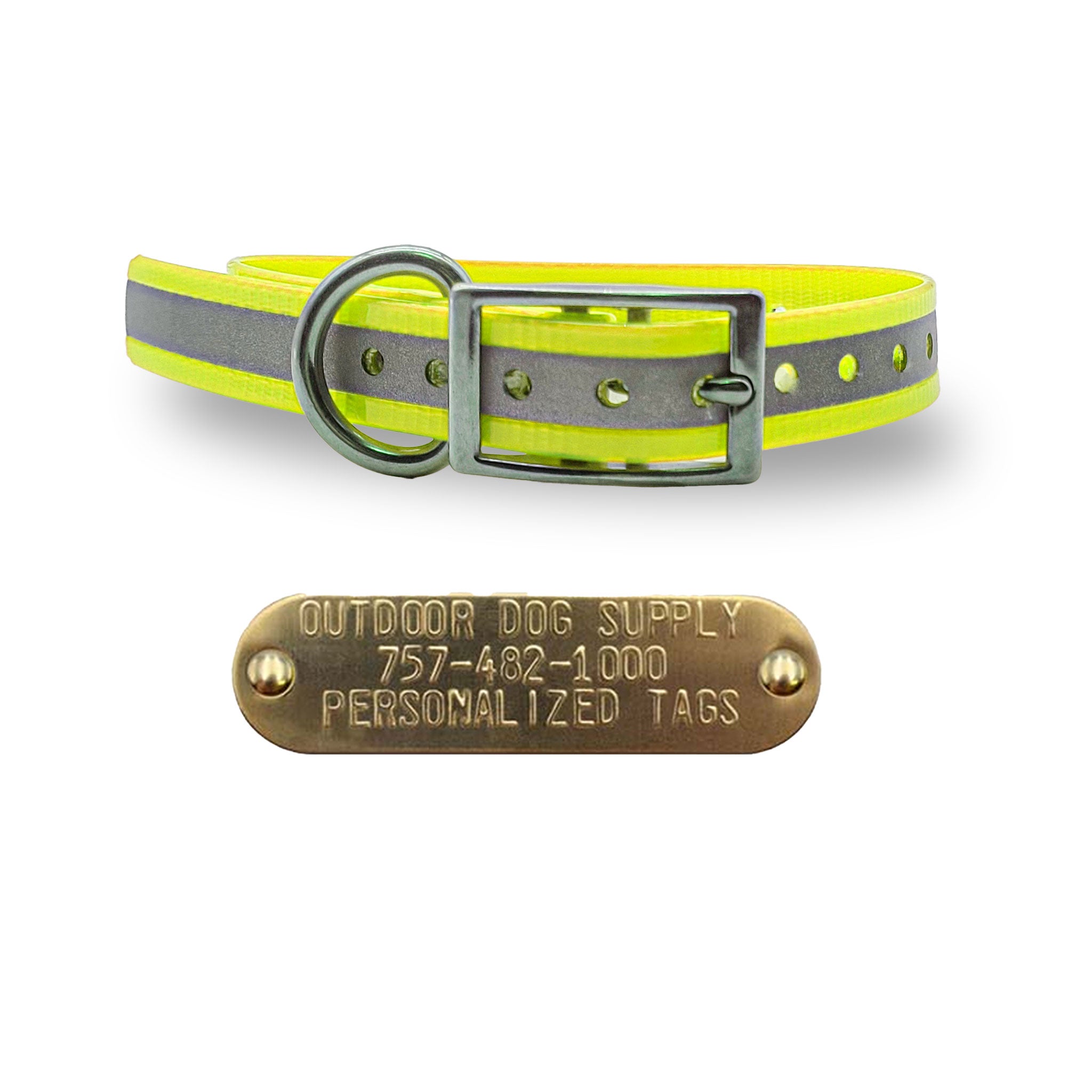 3/4" Reflective Premium Collar with Stainless Steel D ring and Buckle