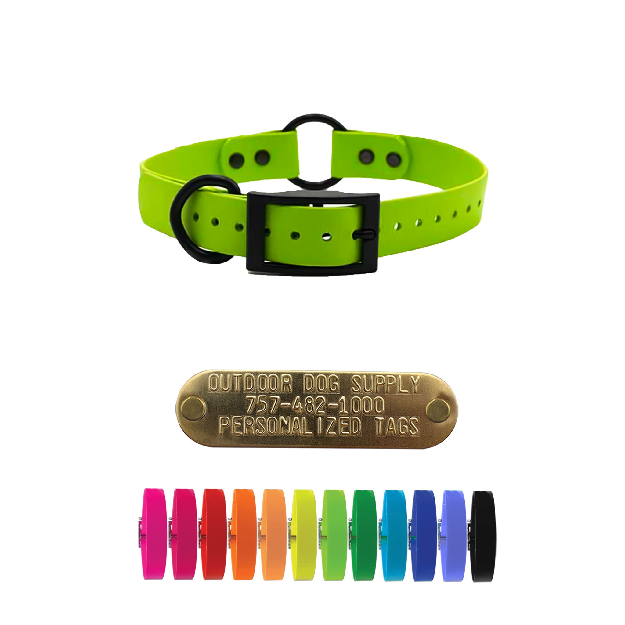 3/4" SoftFlex Beta Center Ring Dog Collar with Brass Name Plate