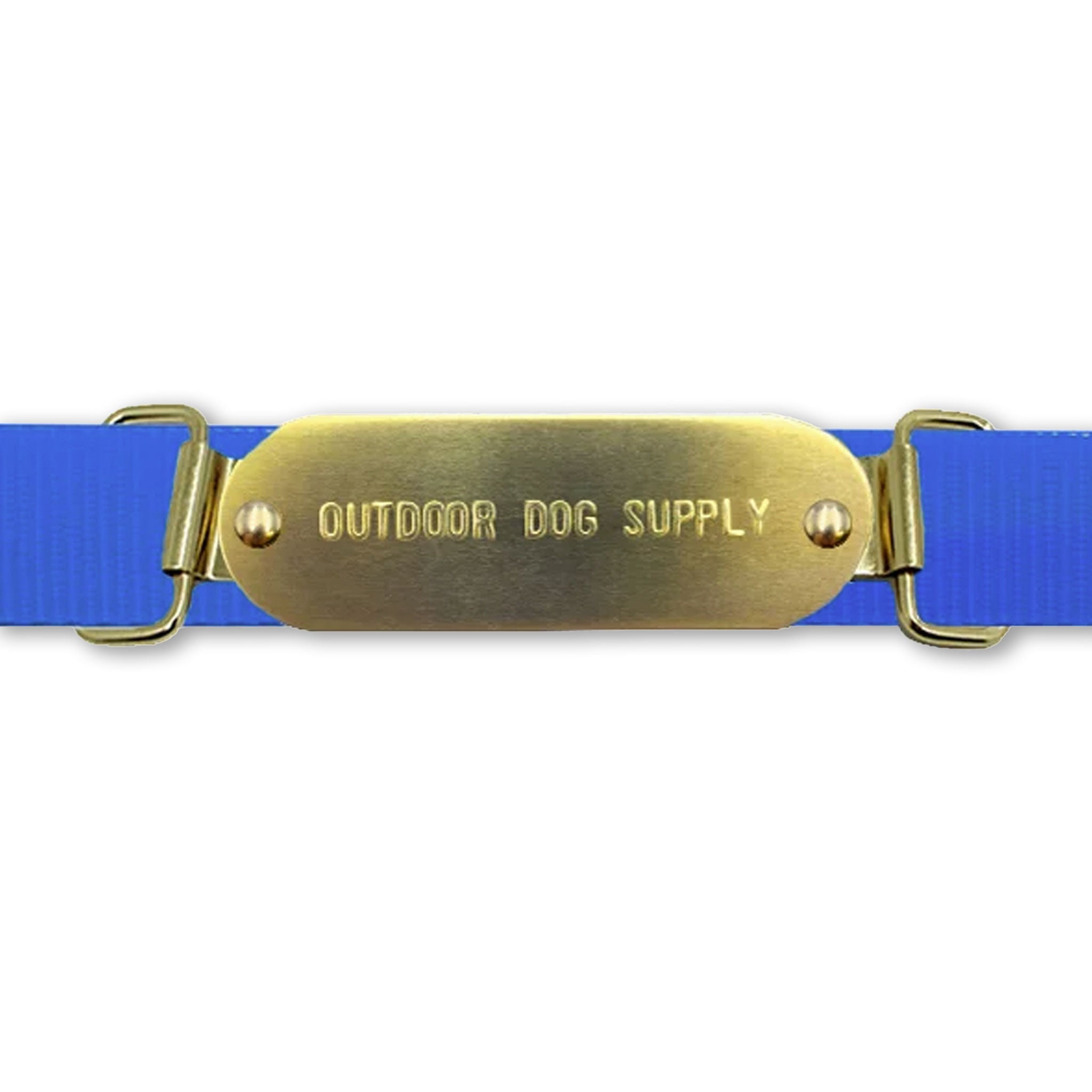 Custom 1" x 3" Raised Lettering Brass Dog Collar Name Tags with Tag Slides <h1 style="color:#ea6500;"> Backorder </h1>