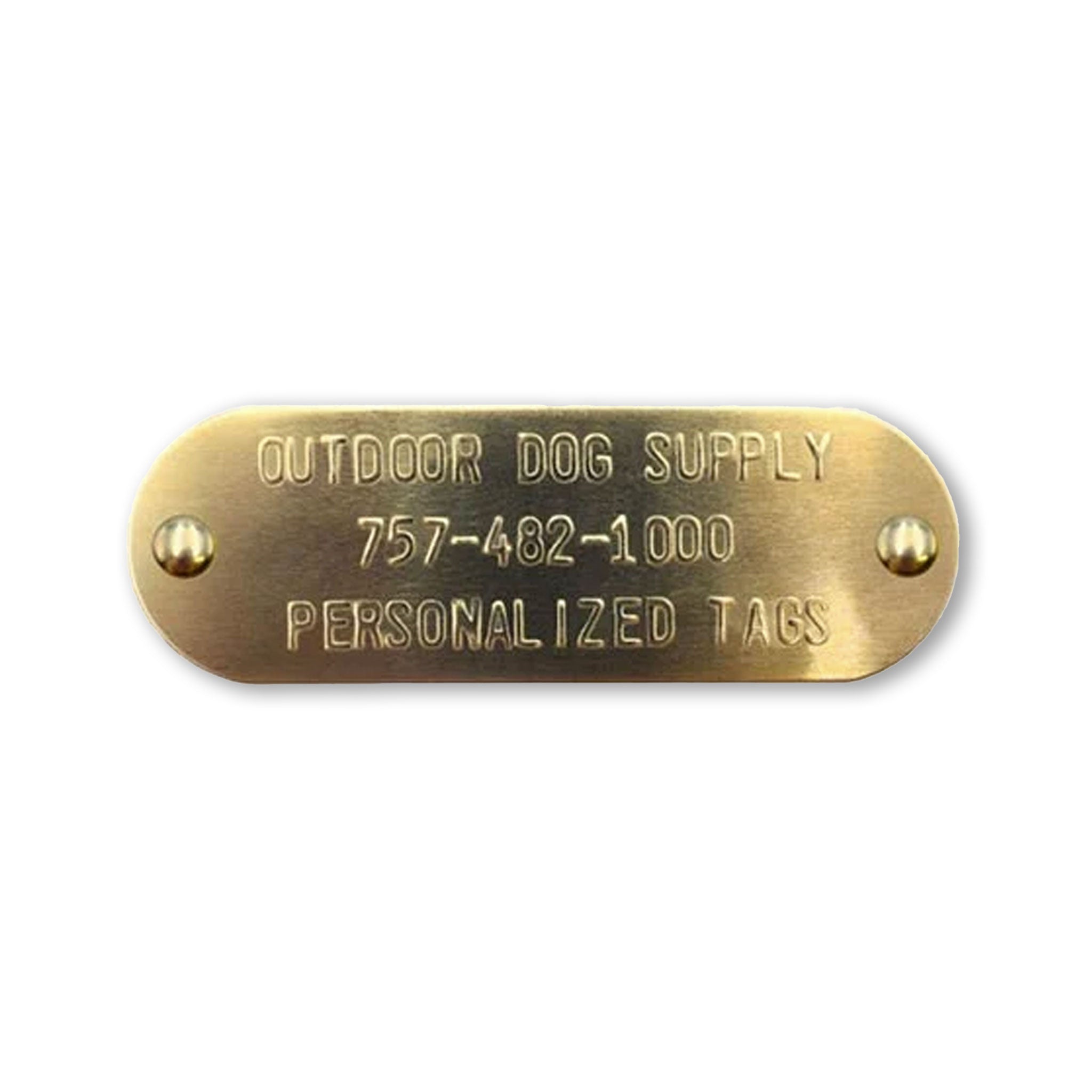 Custom 1" x 3" Raised Lettering Brass Dog Collar Name Tags - Only $2 after the first one