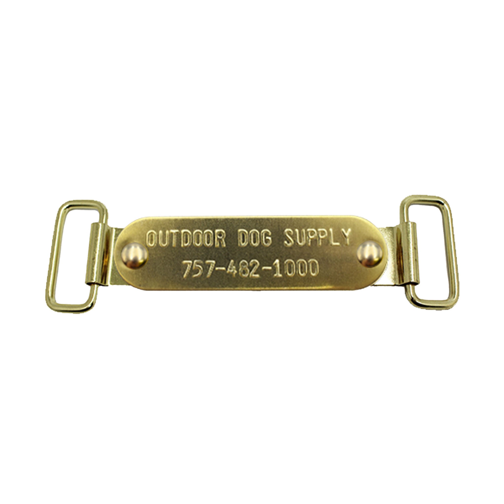 Custom ¾" x 2¾" Raised Lettering Brass Dog Collar Name Tags with Tag Slides - Only $5.99 after the first one