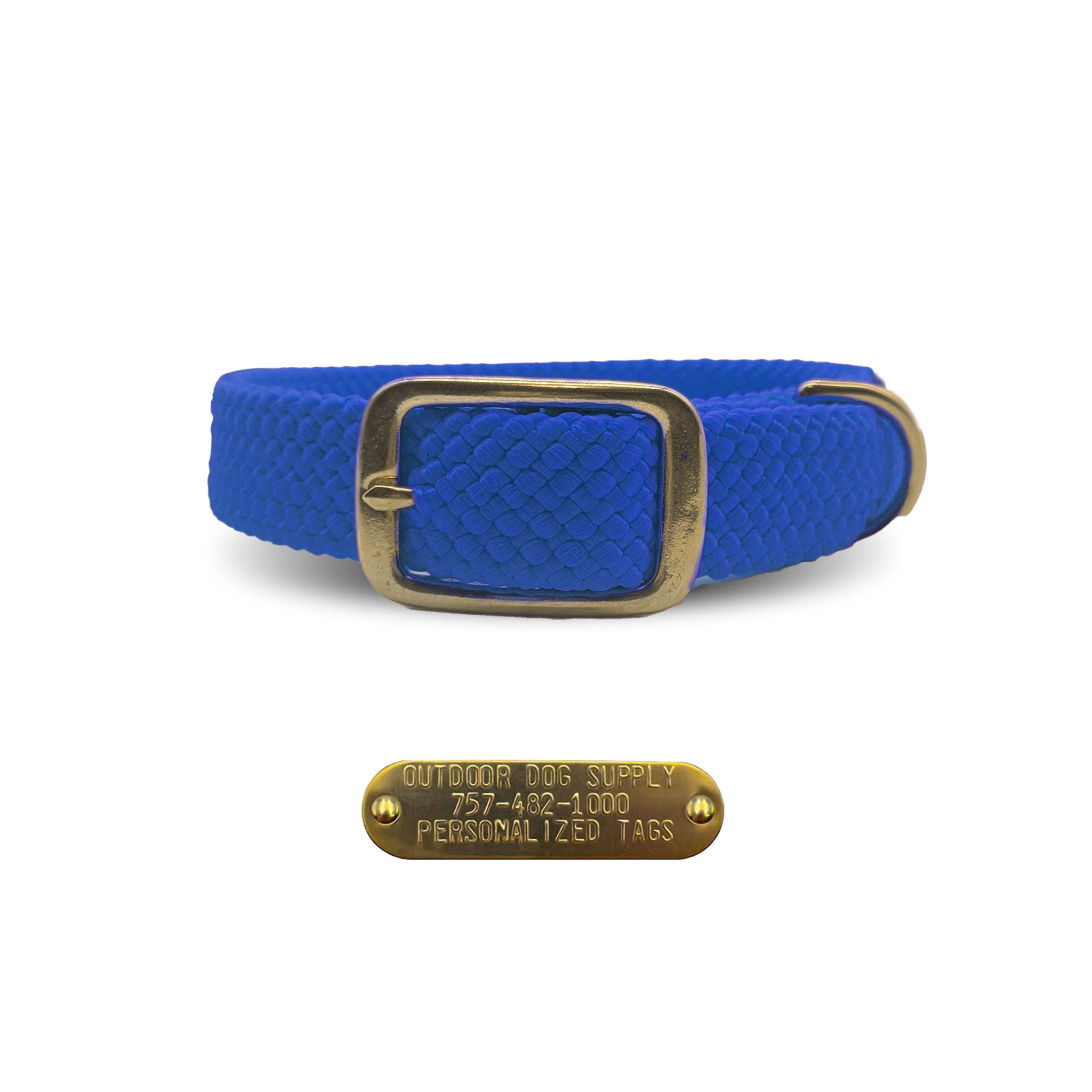 Mendota Pet Double Braided Name Tag Collar With Gold Hardware