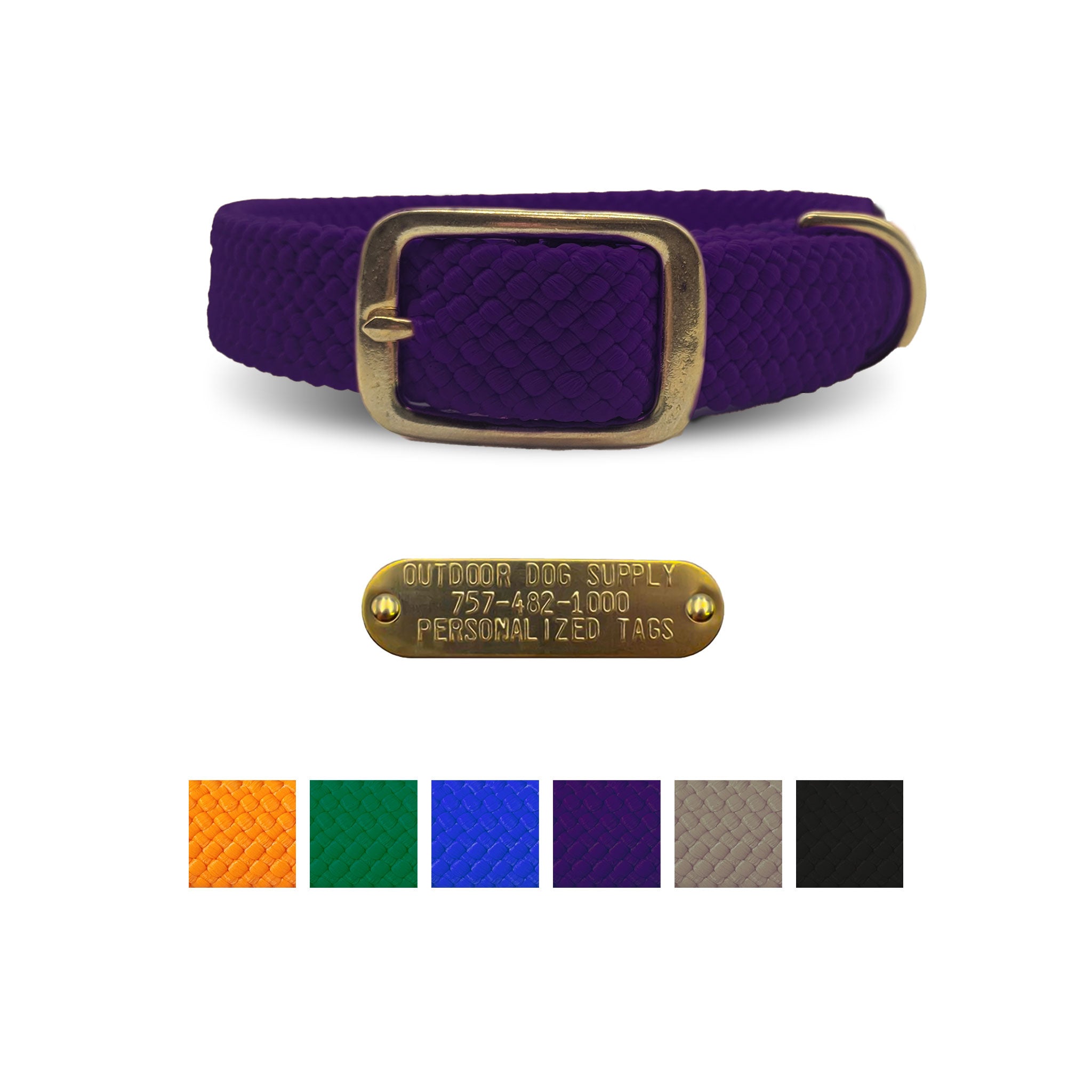 Mendota Pet Double Braided Name Tag Collar With Gold Hardware