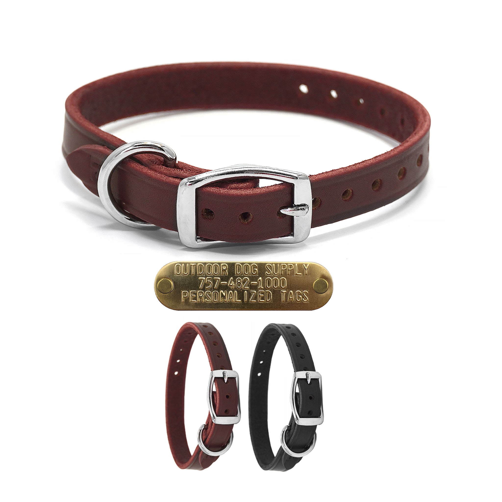 3/4 D Ring Latigo Leather Dog Collar