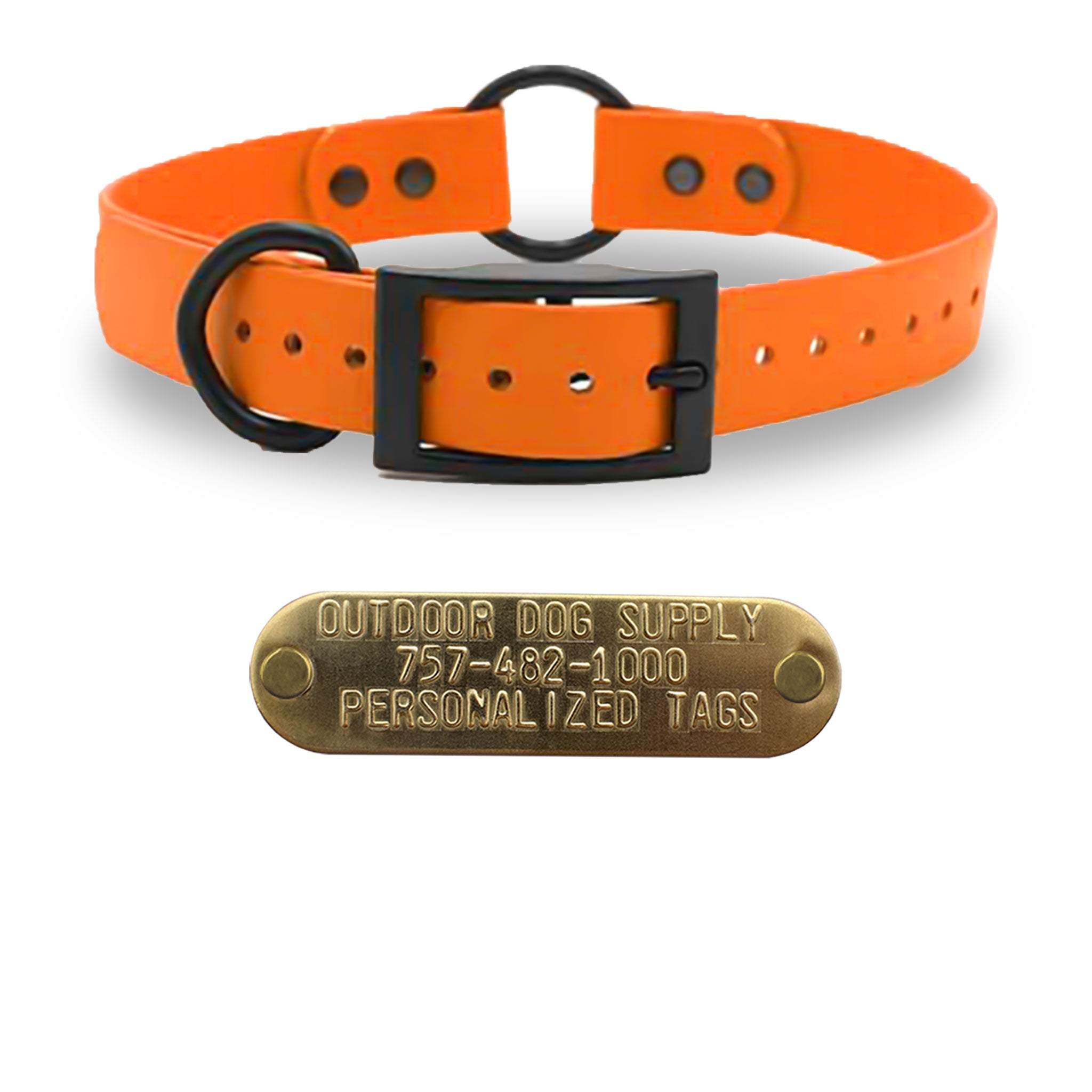 3/4" SoftFlex Beta Center Ring Dog Collar with Brass Name Plate